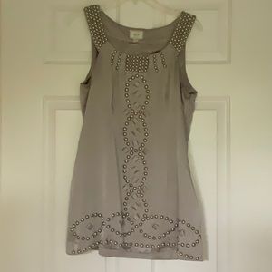 ECI Metallic Silver Beaded Cocktail Dress